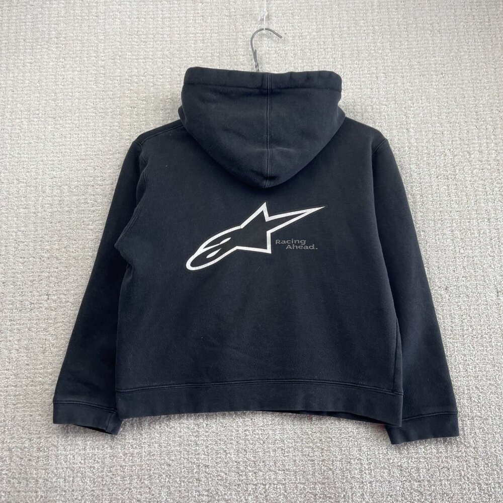 Y2K Alpinestars Pullover Cropped Hoodie Black Star Logo Sz XS Racing Gear Grunge